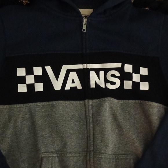 Vans Navy, Black & Gray Hoddie W/ White Checkered Logo - Picture 2 of 6